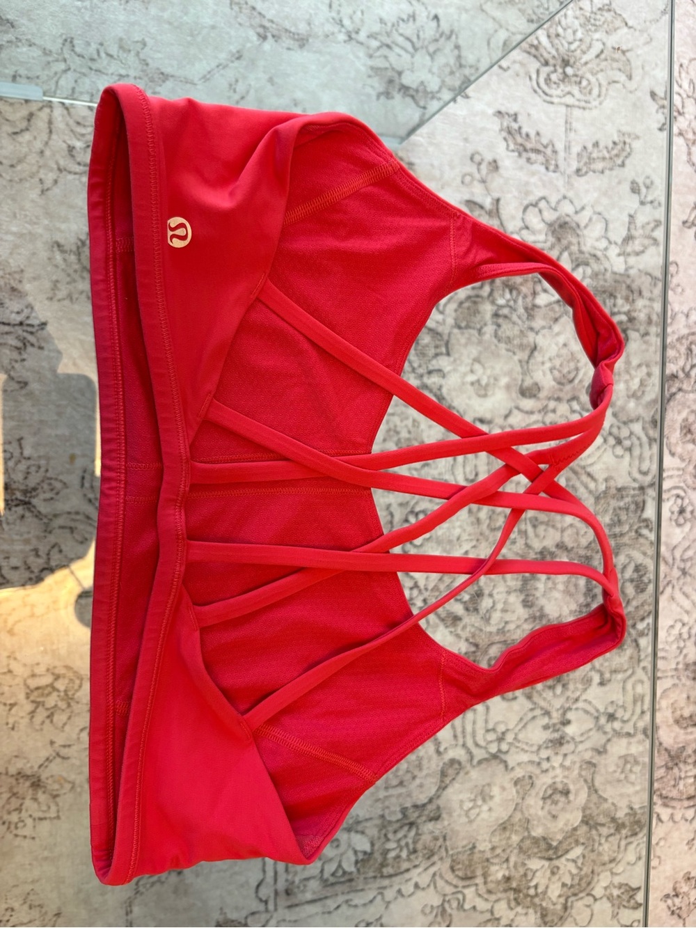 Lululemon Free To Be Serene Bra Red Coral Strappy Back Size 10 - Picture 3 of 5